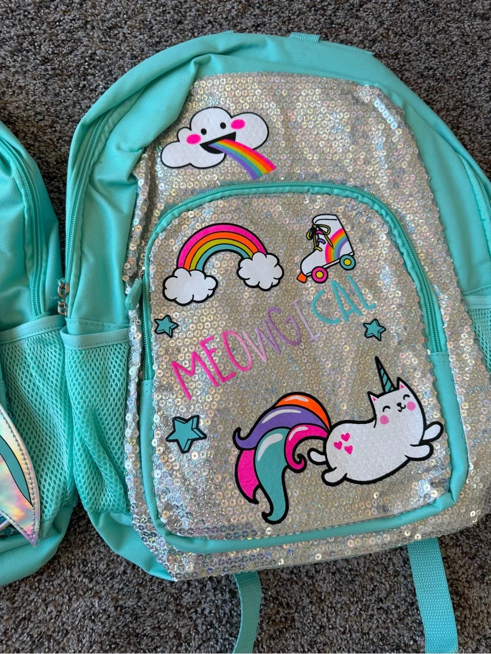 Girls Mermaid & Meowgical Sequin Backpack Bundle 2 School Book Bags 🆕 new nwt
